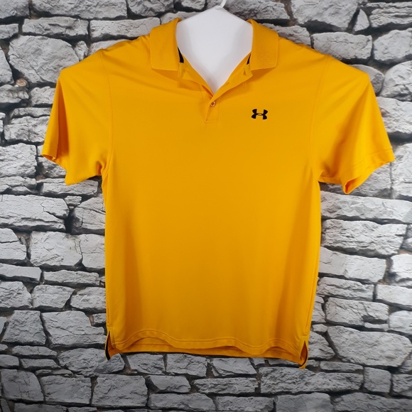 yellow under armour polo shirt